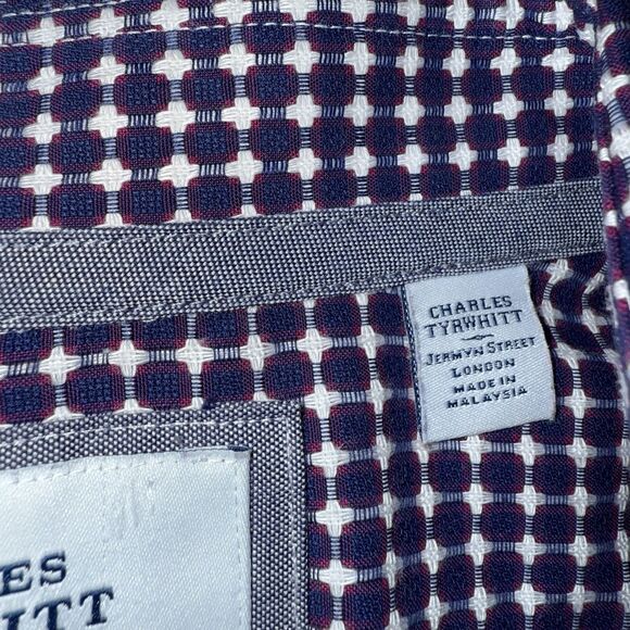Men’s Charles Tyrwhitt Dress Shirt Non Iron Extra Slim Fit Size 16 1/2 - Picture 5 of 14